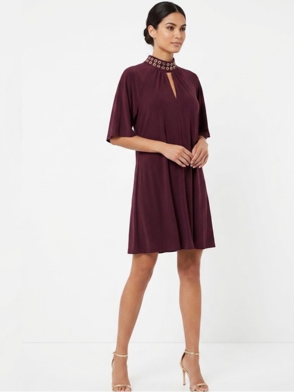 Michael Kors Burgundy Dress with Gold Details